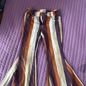Brown and Cream Vertical Striped Jeans
